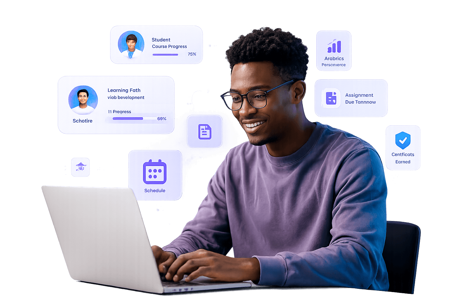 Learner studying on a laptop